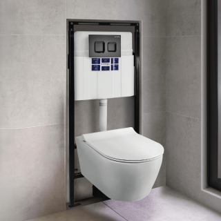 SET Инсталляция Sava Slim Superior + клавиша смыва черный матовый + золото глянец квадр. SMART